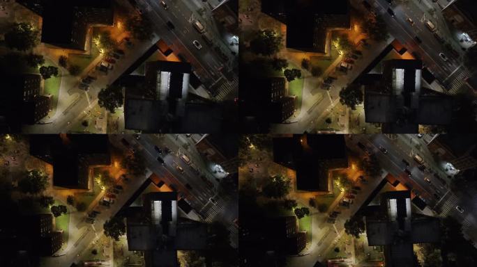 纽约市住宅项目的夜间鸟瞰图
