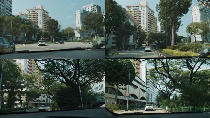 新加坡马路上车里拍摄