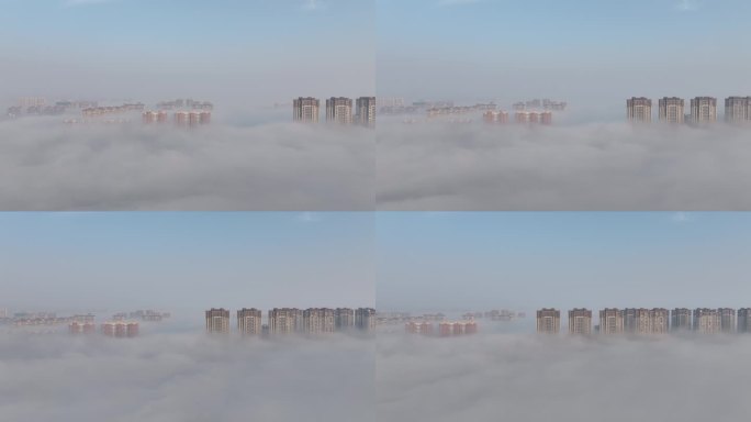 江苏淮安：浓雾天气 城市建筑如海市蜃楼