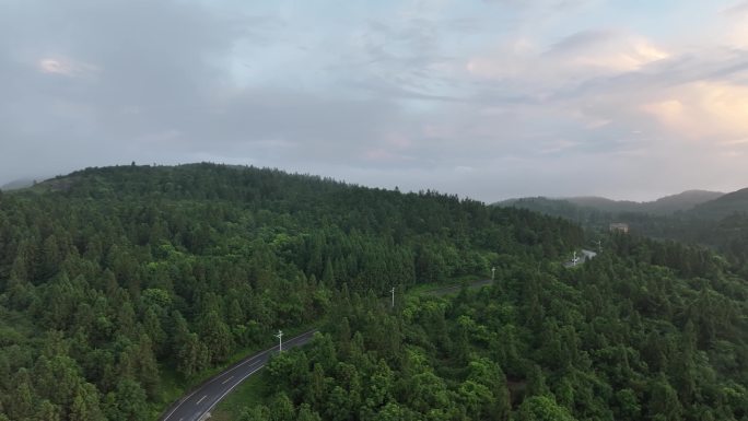 4K航拍森林山间道路空镜