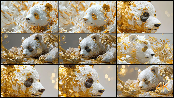 金箔和白玉打造的熊猫 高贵典雅 中华国潮