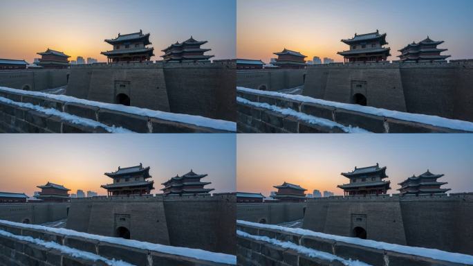 山西大同城墙傍晚风光延时
