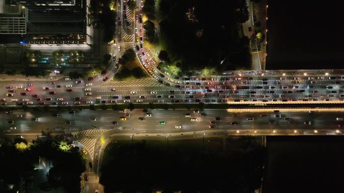 航拍广东省广州市天河区广州大桥夜景