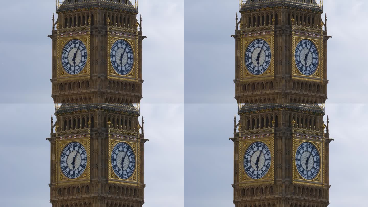 英国伦敦的大本钟(伊丽莎白塔)特写镜头