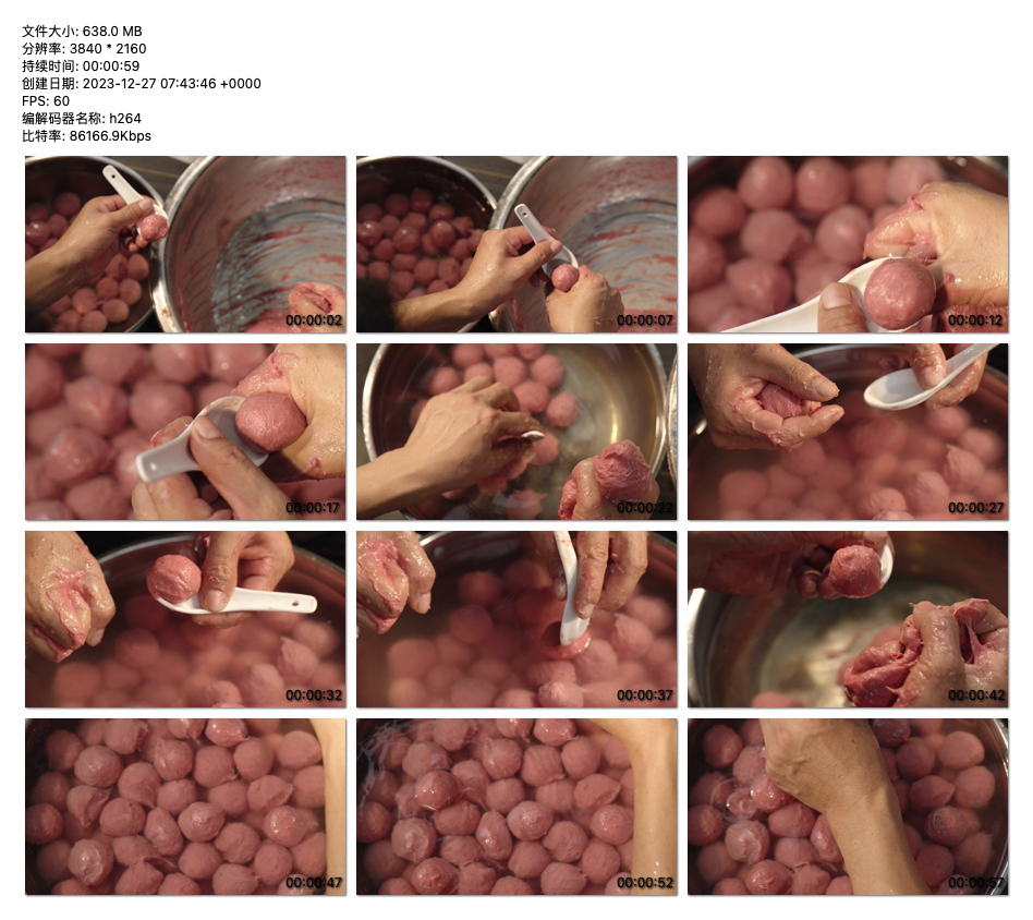 4K视频 手工艺术：制作牛肉丸过程详解