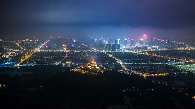 南通 地标 夜景 鸟瞰  延时摄影