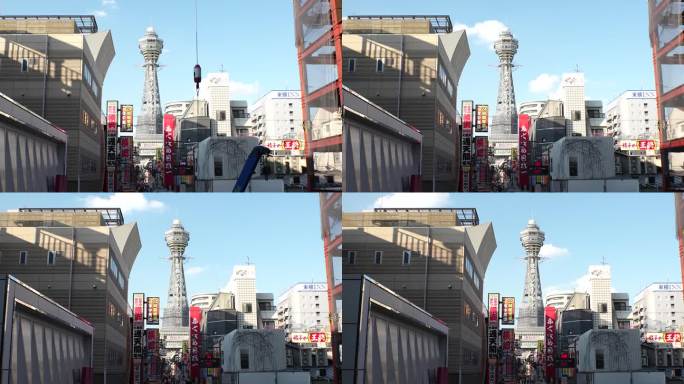 日本，大阪:新sekai地区白天的延时拍摄。