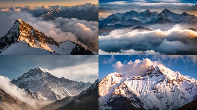 航拍雪山山川云海云层俯瞰大地大气震撼流云