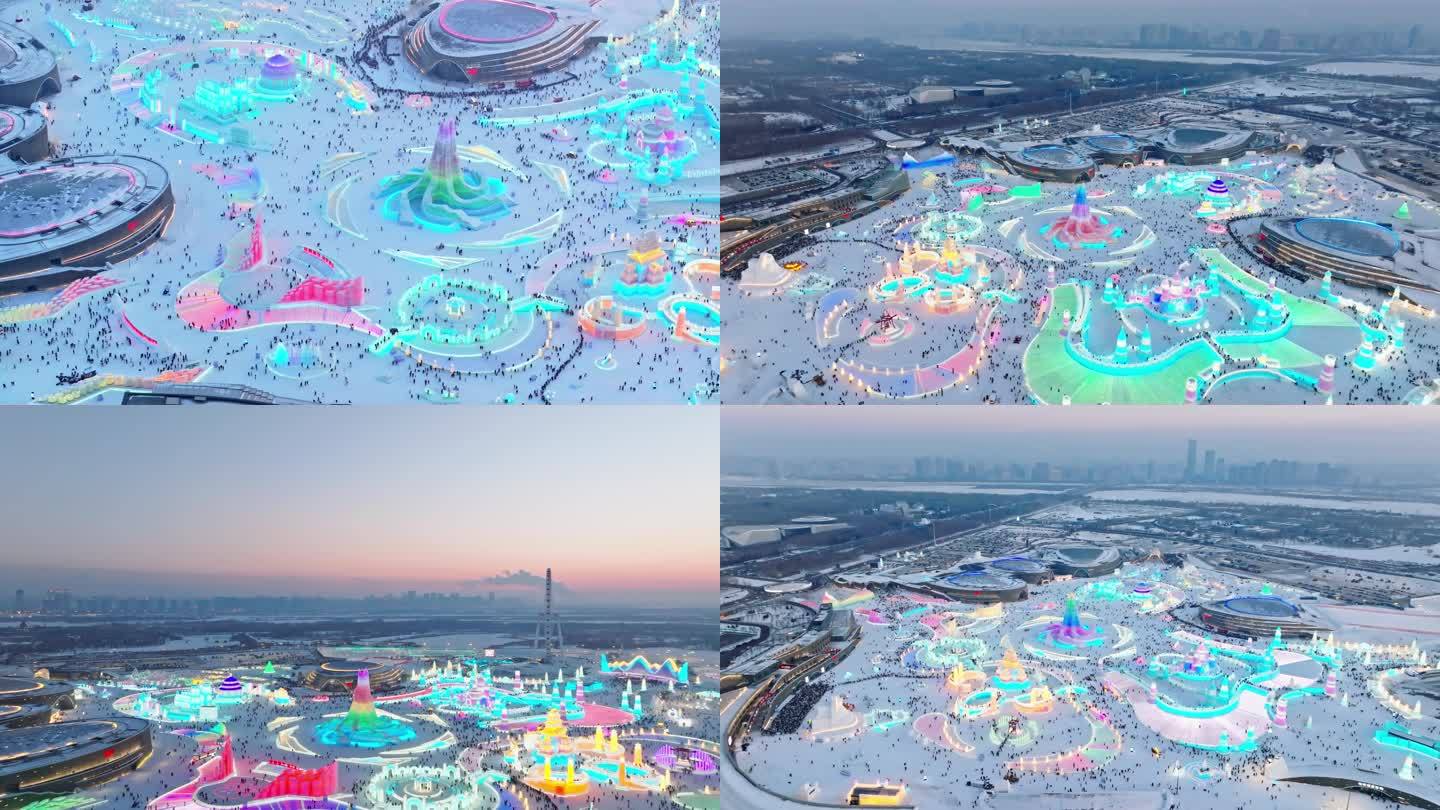第二十五届哈尔滨冰雪大世界夜景航拍