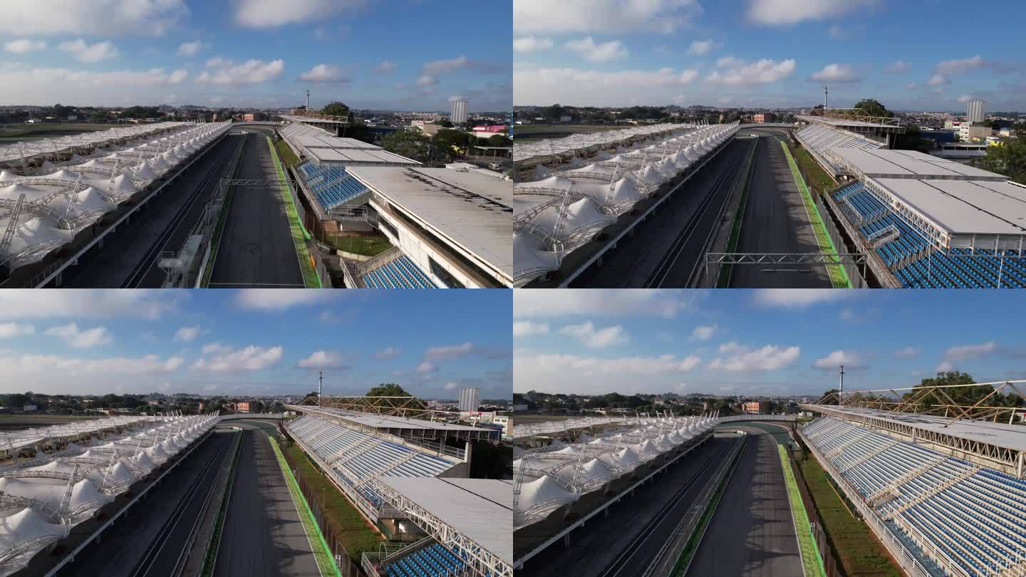 无人机拍摄的巴西英特拉格斯赛道。汽车和沥青