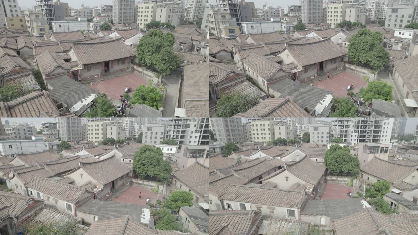 福建闽南特色建筑红砖古厝房石头老房子航拍