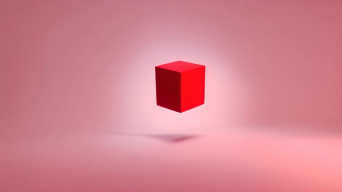 悬浮在空中的红色立方体 方块 红色方块