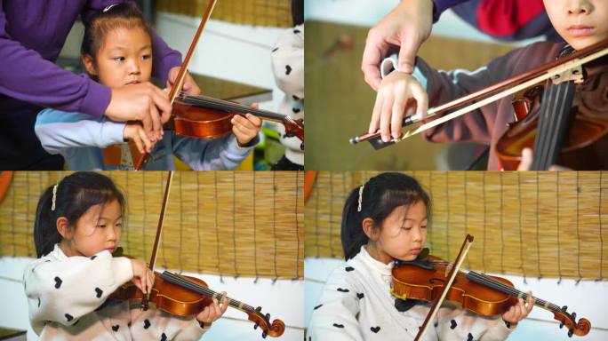儿童学习小提琴，手把手