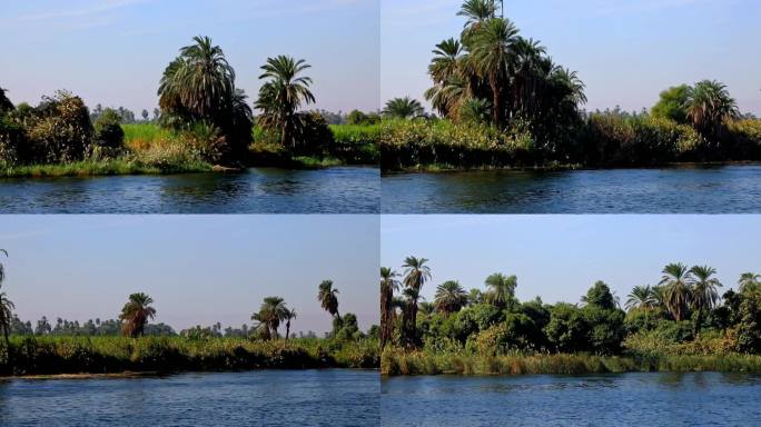 埃及阿斯旺尼罗河上塞纳尔湖景观