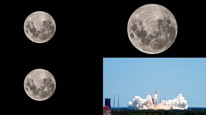 中国空间站凌月穿越掠过月球表面高清实拍