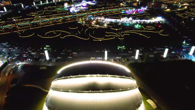 大连城市夜景星海广场秋冬季城市建风光航拍