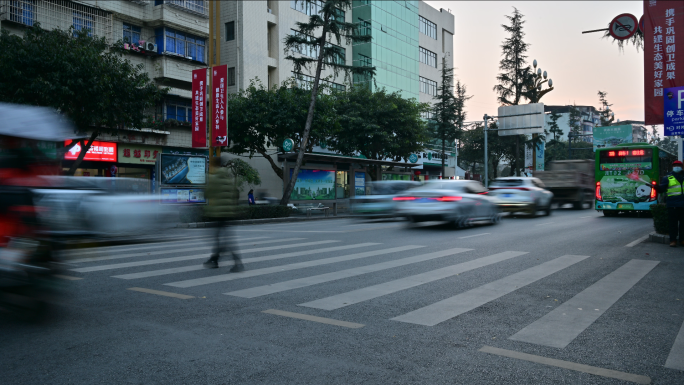 暮色忙忙碌碌下班回家街景车辆延时