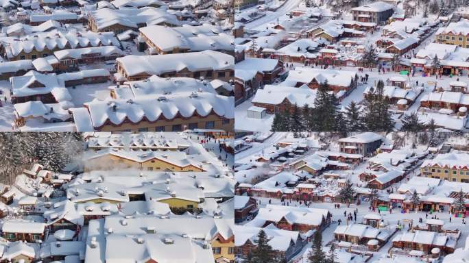 4K梦幻雪乡雪景航拍