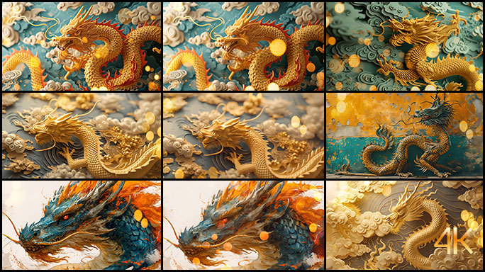 立体中国龙造型合集 色彩鲜艳的龙 龙年
