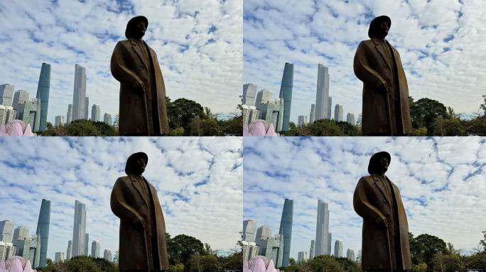 孙中山塑像与珠江新城