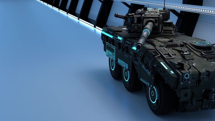 军事装甲坦克运动，网络军队，科幻背景，3d渲染