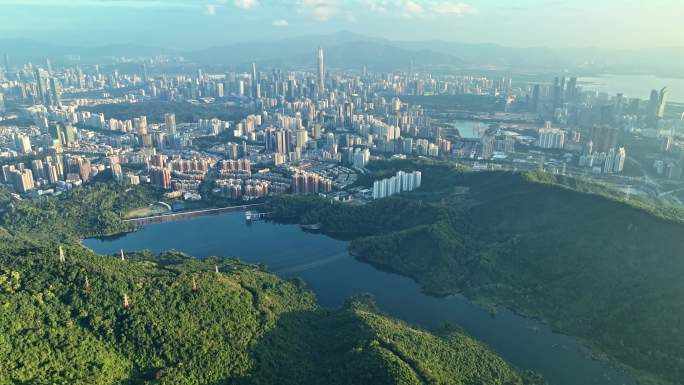 深圳梅林水库航拍