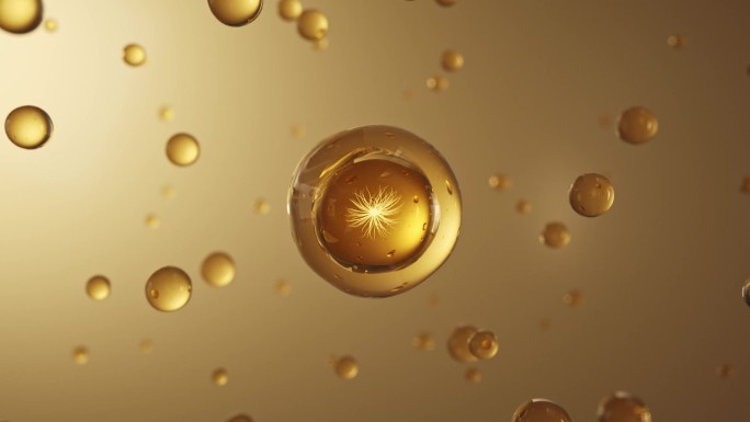 金色化妆品美容护肤透明水分子广告动画