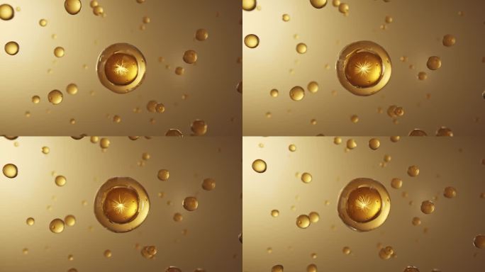 金色化妆品美容护肤透明水分子广告动画