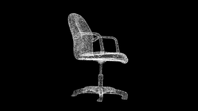 3D办公椅旋转黑色背景。家具的概念。商业广告背景。用于标题，文本，演示。3d动画60 FPS。