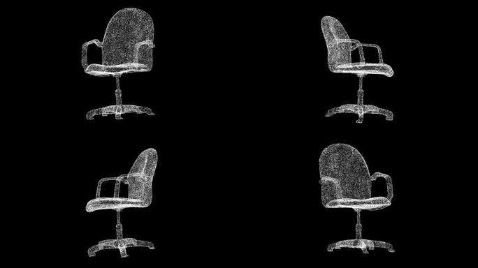 3D办公椅旋转黑色背景。家具的概念。商业广告背景。用于标题，文本，演示。3d动画60 FPS。
