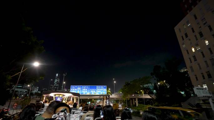 4K香港人力车观光巴士夜游香港3