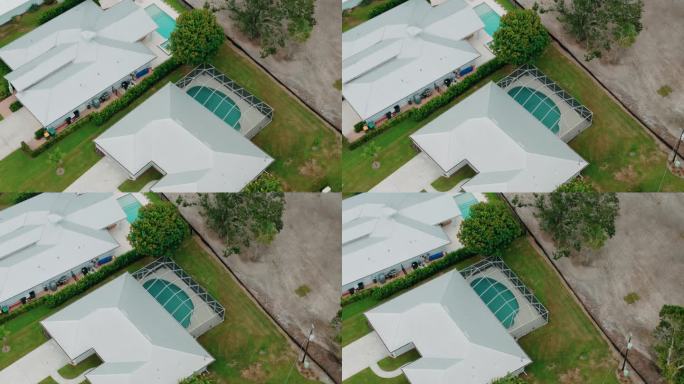 上面是佛罗里达房屋的游泳池和阳台的画面