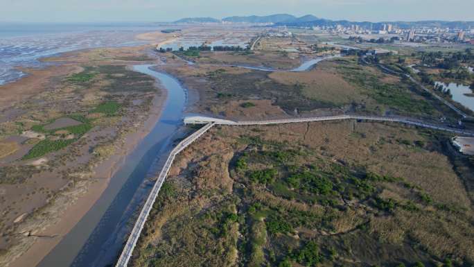 航拍福州闽江河口湿地公园