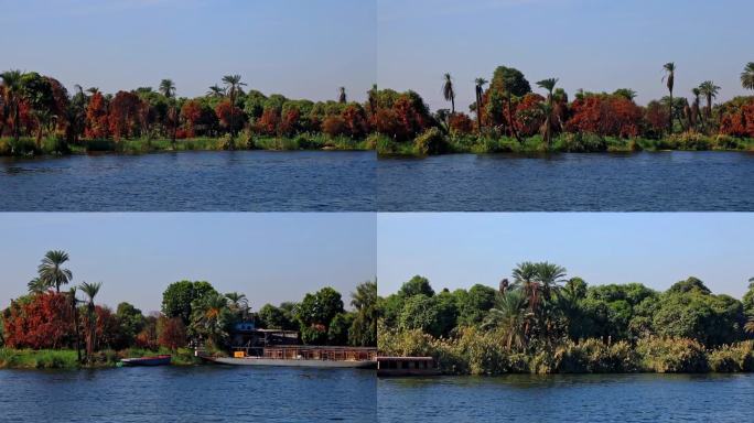 埃及阿斯旺尼罗河上塞纳尔湖景观