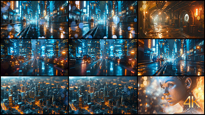 未来感城市 科幻电影镜头 超级城市 街景