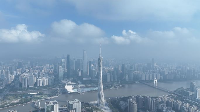 广州航拍广州塔珠江新城建筑风光无人机环绕