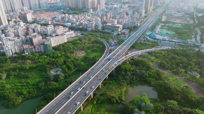 湛江市区地标 海湾大桥 三帆雕塑 车流