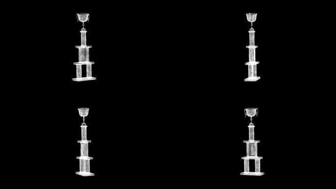 3D胜利杯在黑色背景上旋转。运动与竞争理念。胜利的奖品。商业广告背景。用于标题，文本，演示。3d动画