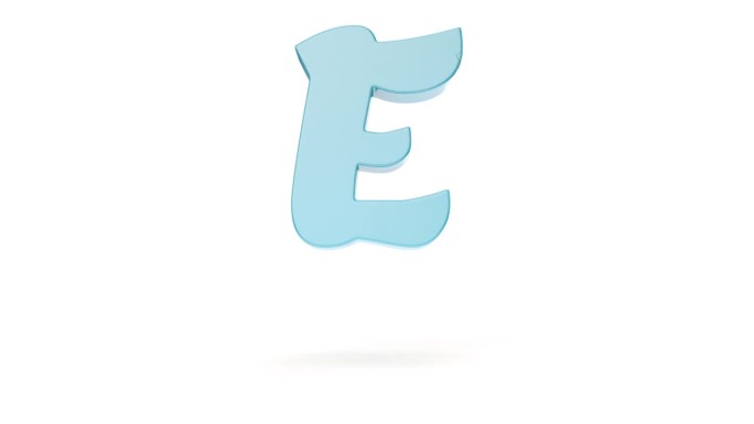 英文大写字母E过渡到F在崩溃的风格作为a到Z序列的一部分。4K 3D动态动画学习拉丁字母