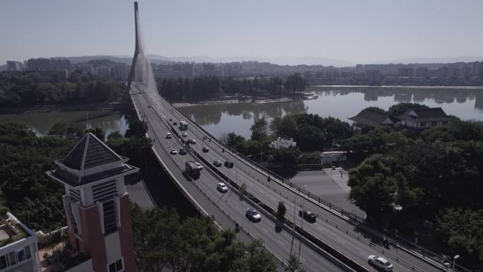 福州三县洲大桥航拍1灰片易调色4K画质