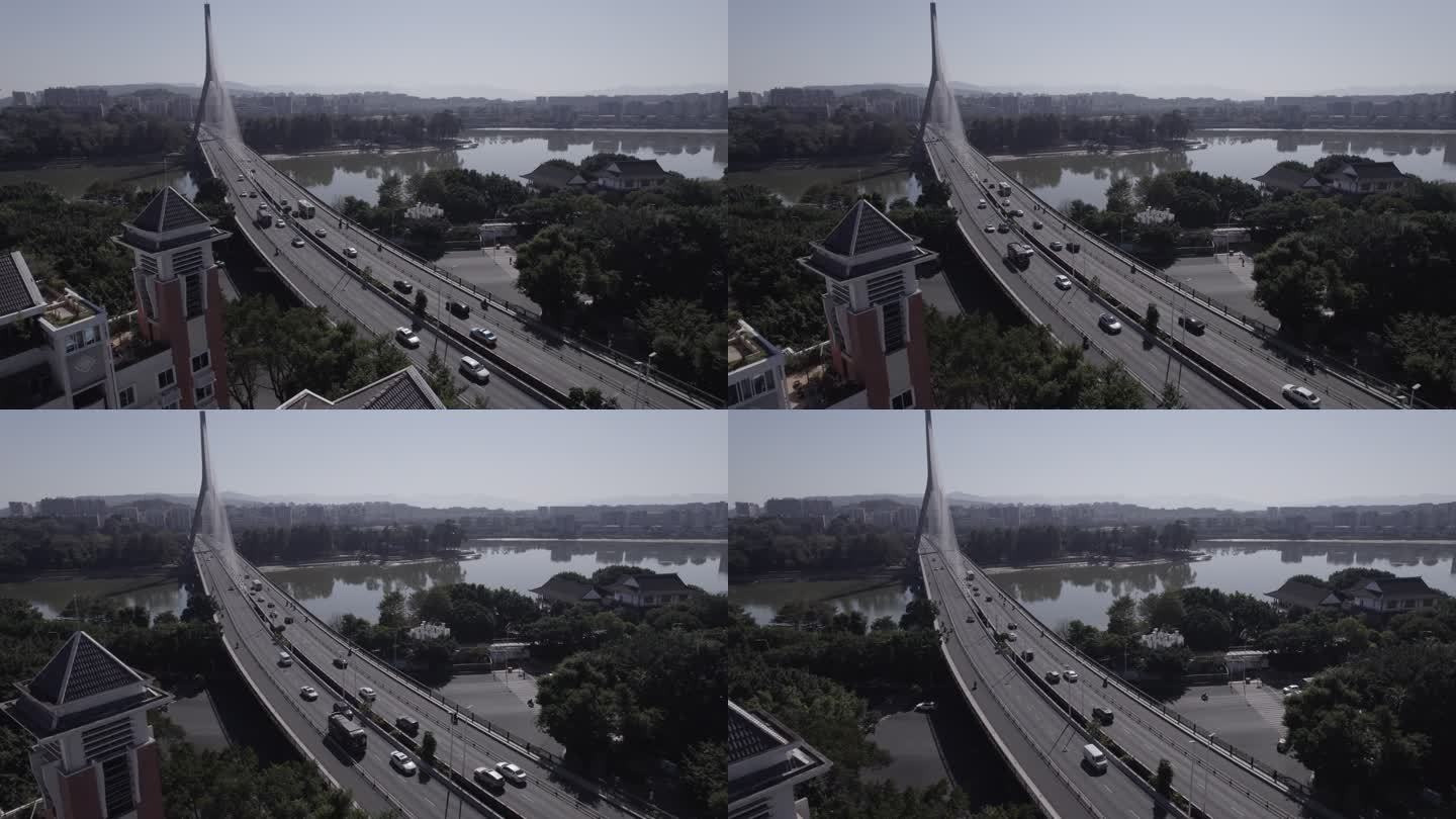 福州三县洲大桥航拍1灰片易调色4K画质