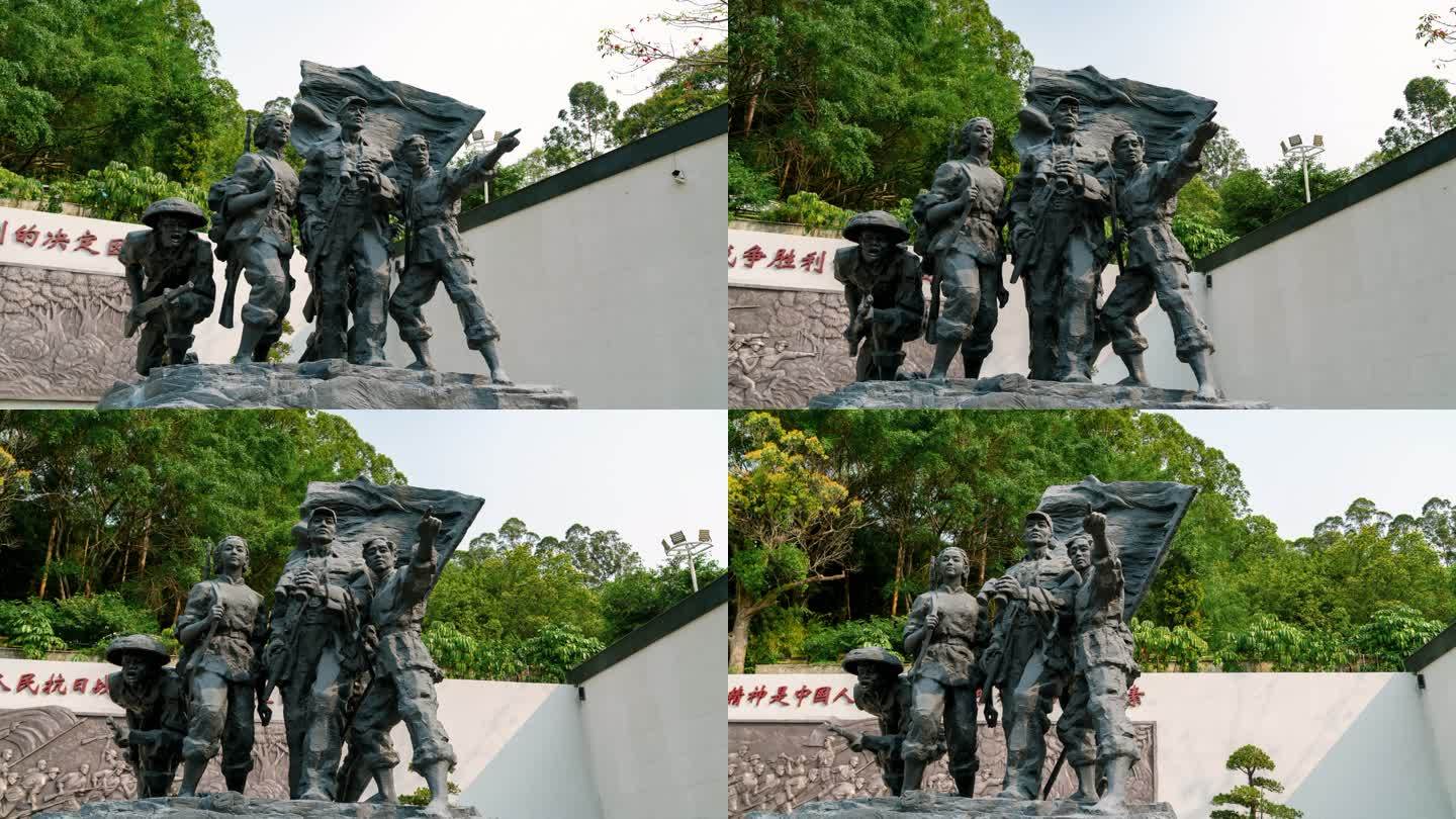 【8K超清】惠州东江纵队纪念馆雕像大范围
