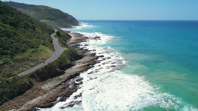 大洋路无人机视频。海洋海岸线景观鸟瞰图。天堂海景。澳大利亚维多利亚州墨尔本的大洋路地标