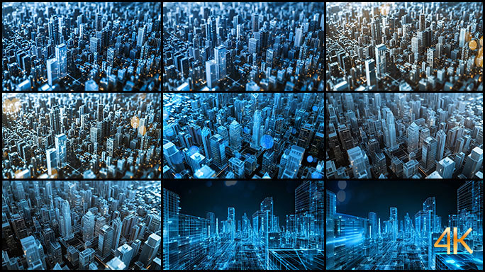 全息智慧城市 鸟瞰3D立体城市 CG动画