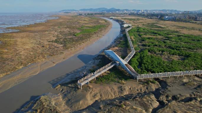 航拍福州闽江河口湿地公园