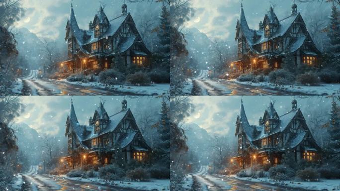 冬日童话背景视频