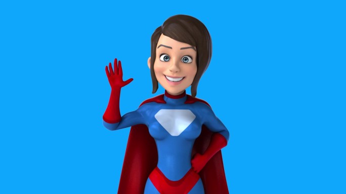 有趣的3D卡通女超人打招呼(含alpha通道)