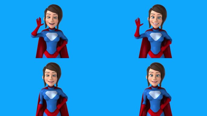 有趣的3D卡通女超人打招呼(含alpha通道)