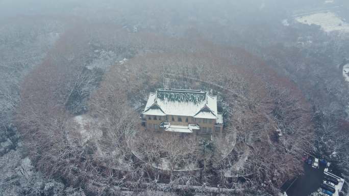 南京中山陵美龄宫冬季航拍4K