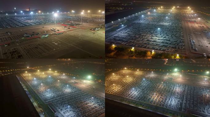 航拍中国重庆长安汽车新能源汽车大型停车场
